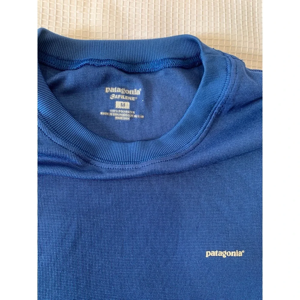 (B-72) Patagonia Capilene Men's Long Sleeve Shirt Blue Size M Performance Athlet